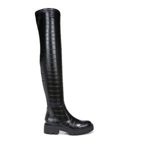 FRANCO SARTO Fera Cocodrile Faux Leather Boots Size 7.5 Medium